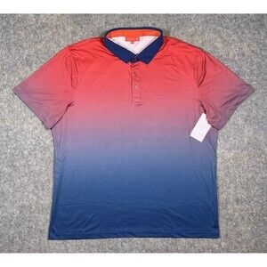 Redvanly Devon Polo Shirt Men’s XXL Red Blue Ombré Performance Golf Stretch READ